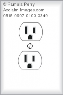 Clip Art Illustration of a Standard Electrical Wall Outlet