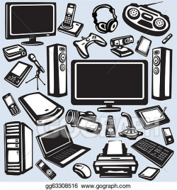 Vector Illustration - Electronics and computers equipment ...
