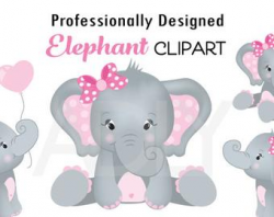 Baby elephant clipart | Etsy