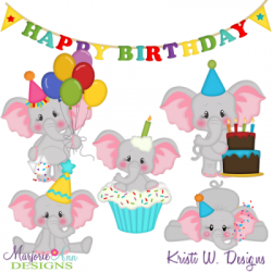 Birthday Elephants 2 SVG Cutting Files + Clipart - $3.25 ...
