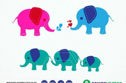 Elephant SVG Files. Elephant Family Vector Clipart Svg, Dxf, Eps, Png Files