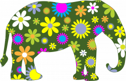 Floral Pattern Elephant Clipart - BClipart