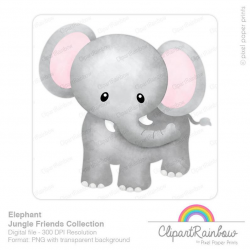 Elephant Clipart - Jungle Clip art - Watercolor clipart - Digital file