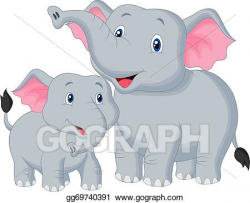 EPS Vector - Mother and baby elephant cartoon. Stock Clipart ...