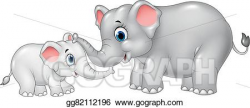 Vector Stock - Cartoon mother and baby elephant . Clipart ...