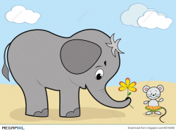 Baby Elephant And Mouse Illustration 8274682 - Megapixl