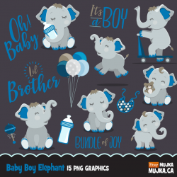 Baby Shower Elephant Clipart Navy Blue