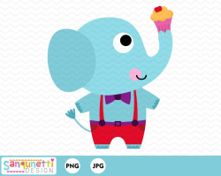 Elephant clipart, zoo birthday party clipart instant download