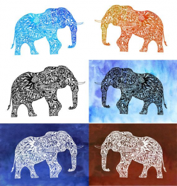 Zentangle Elephant Cut file Silhouette Clip Art Digital by ...