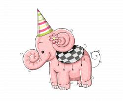 Birthday Greeting card Elephant Illustration - Cartoon baby elephant ...
