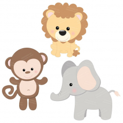 Professional Baby Jungle Animals Clipart & Vector Set - Baby Shower Clip  Art, Baby Animals Clip Art, Kids Animal Clipart, Elephant, Monkey