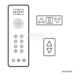 Elevator buttons panel outline icon set. Clipart image ...