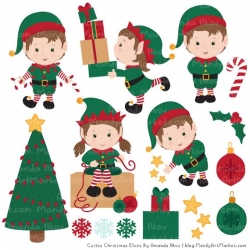 Cute Christmas Elves & Christmas Patterns - Elf Clipart, Elf ...