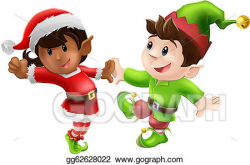 EPS Vector - Christmas elves dancing. Stock Clipart ...