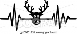Vector Art - Elk heartbeat line with moose antlers. Clipart ...