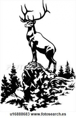Illustration, lineart, animal, elk, deer Clipart | Etsy ...