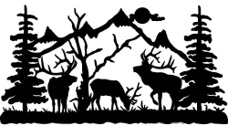 Deer Scene Silhouette Clip Art - Printable Invitation Design ...