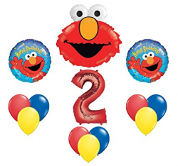 Elmo Sesame Street #2 2nd Second Birthday Party Supply Balloon Mylar Latex  Set by Anagram