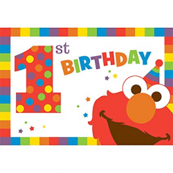 Amscan Sesame Street Elmo Turns One Postcard Invitations, Birthday