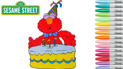 Sesame Street Coloring Book Elmo Colouring Pages Birthday Cake Party