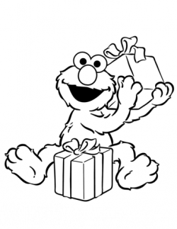 Elmo Opening Birthday Presents coloring page | Free ...