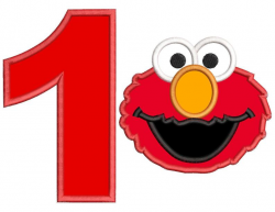 Elmo Head Birthday Number 1 Applique Design - 3 Sizes - Instant Download