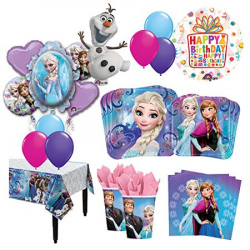 The Ultimate 16 Guest 95pc Frozen Olaf Anna Elsa Birthday Party Supplies  and Balloon Decoration Kit