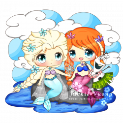 Elsa and Anna Mermaids by KawaiiiJackiiie on DeviantArt