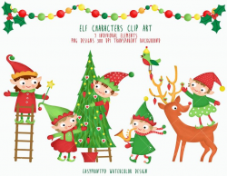 Elf Characters Clipart - Personal and Commercial use, Christmas Santa Clip  Art Instant Download PNG 300 DPI, Elves graphic, Elf Illustration