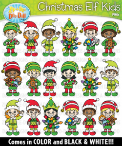 Christmas Elf Kid Characters Clipart {Zip-A-Dee-Doo-Dah Designs}
