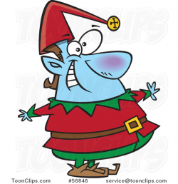 Cartoon Blue Fat Christmas Elf #56846 by Ron Leishman