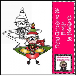 Flying Christmas Elf clip art - Freebie- by Melonheadz
