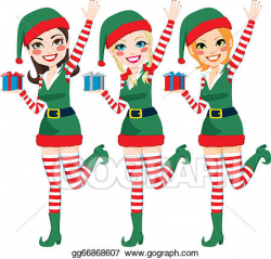 EPS Illustration - Beautiful santa elf helpers. Vector ...