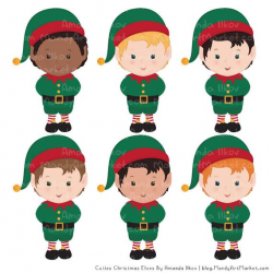 Cute Christmas Elves & Christmas Patterns - Elf Clipart, Elf Vectors,  Clipart Elves, Vector Elves, Christmas Clipart, Christmas Papers