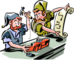 Clipart Picture Of Elves Making A Toy Truck