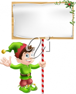 A Christmas elf or pixie or Santa's helper holding a large ...