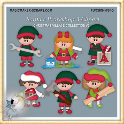 Christmas Elves Workers Clipart | Products | Clip art ...