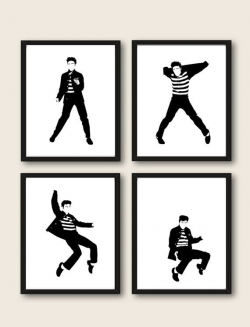 Set of four minimalist Elvis Presley Jailhouse Rock Prints A ...