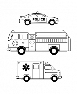 Clipart - Emergency vehicles black and white