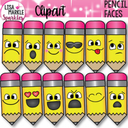 Pencil Clipart with Emoji Faces