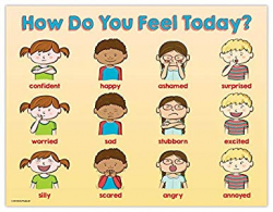 Safety Magnets Elementary School Posters - Kids Feelings Kids Emotions  Classroom Poster - 17 x 22 in, Laminated