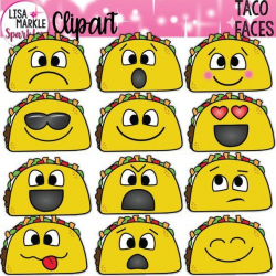Taco Clipart, Emoji Taco Clipart, Taco Clipart with Faces ...