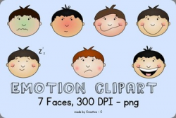 Emotion Clip Art - Boy Face Clipart - personal and commercial use