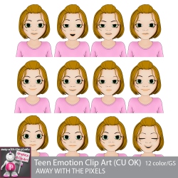 Teen Girl 1 Emotions Clipart for Secondary Teachers