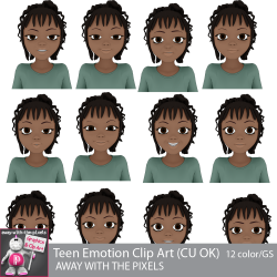 Teen Girl 3 Emotions Clipart for Secondary Teachers