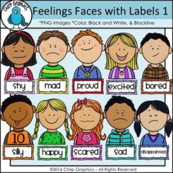 Kids Feelings Faces Clip Art Set 1 - Chirp Graphics | TPT ...