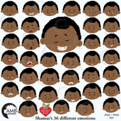 Emoji, Multicultural Emoticons, African American Boy Feelings Clipart,  AMB-2331