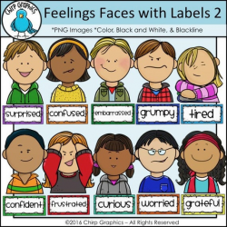 Kids Feelings Faces Clip Art Set 2 - Chirp Graphics