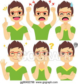 Vector Art - Young man emotions set. EPS clipart gg90402798 ...