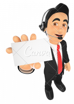 3D Call Center Employee with a Blank Card - Photos by Canva